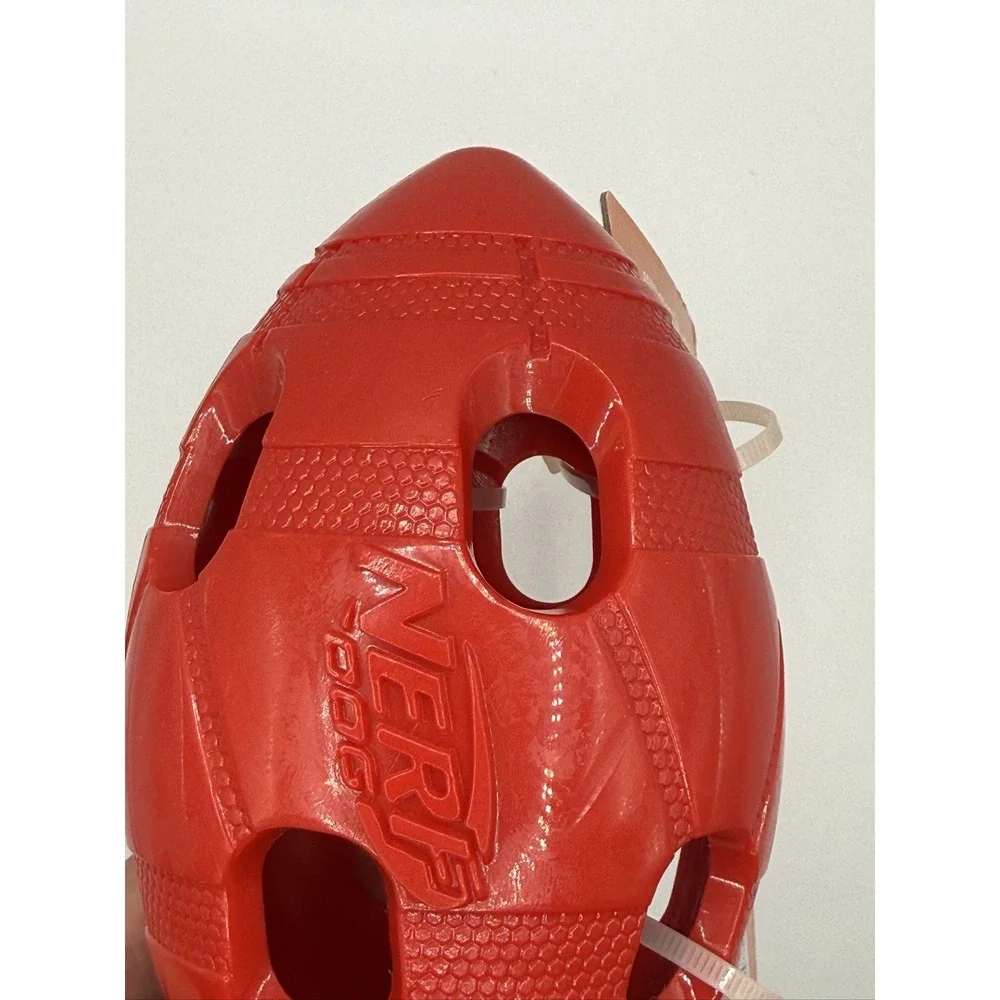Nerf Dog Treat Football Dog Toy 6 Inch Red Rubber Interactive Dispenser 2870